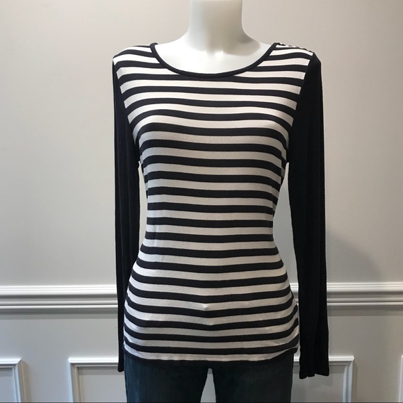 Michael Kors striped front & navy sheer in back. - Picture 1 of 4